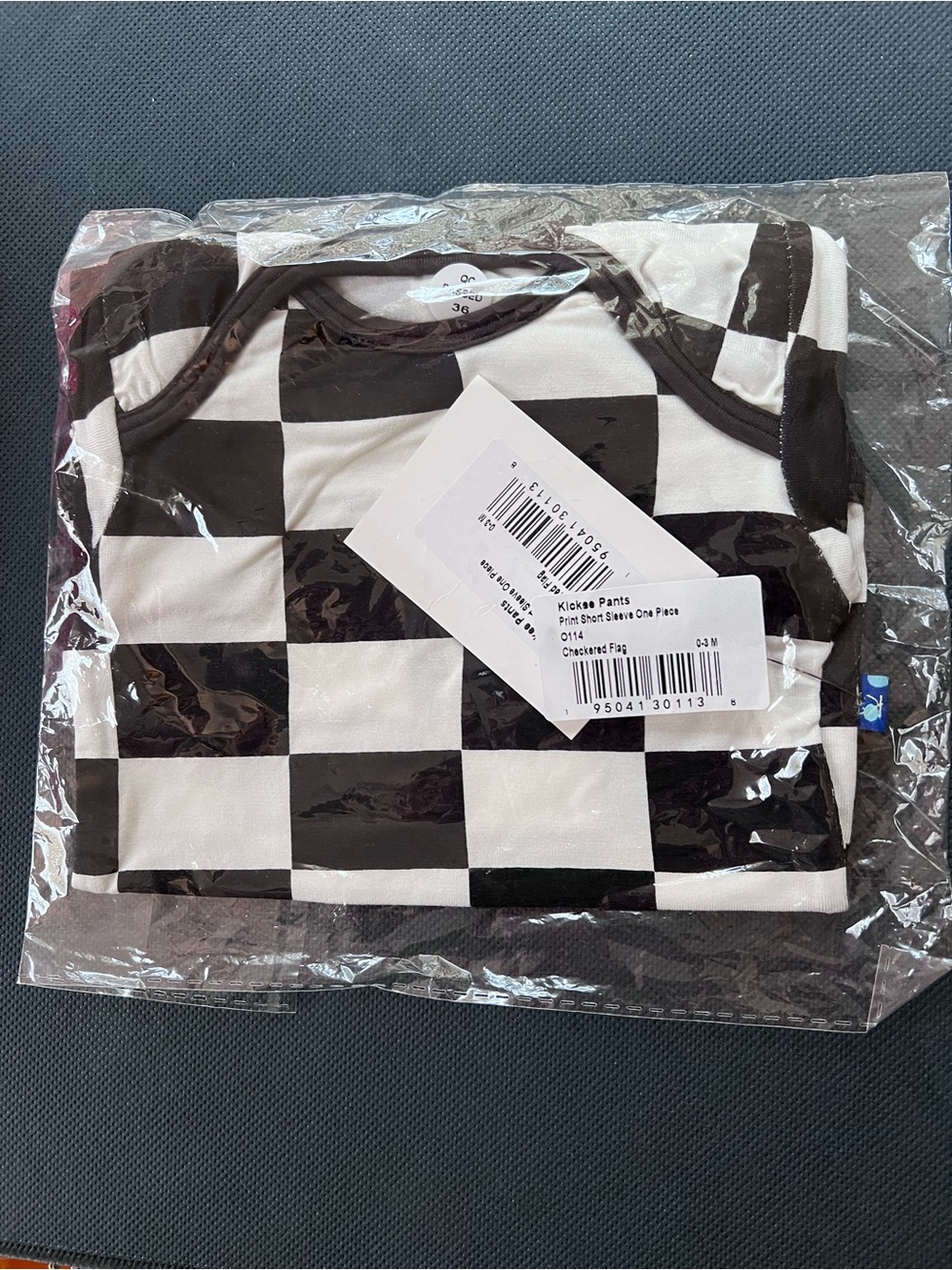 Kickee Pants Short Sleeve One Piece Checkered Flag Onesie